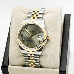 Pre Owned Rolex Datejust 178273 Automatic Roman 18k Yellow Gold Stainless Steel Men's Wristwatch 31 mm