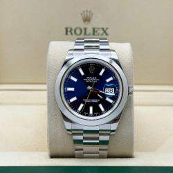 Pre Owned Rolex Datejust II 116300 Automatic Blue Stainless Steel Men's Wristwatch 41 mm