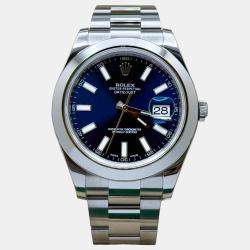 Pre Owned Rolex Datejust II 116300 Automatic Blue Stainless Steel Men's Wristwatch 41 mm