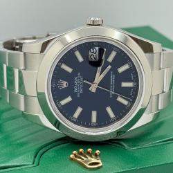 Pre Owned Rolex Datejust II 116300 Automatic Blue Stainless Steel Men's Wristwatch 41 mm