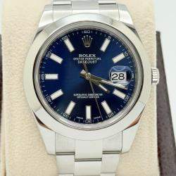 Pre Owned Rolex Datejust II 116300 Automatic Blue Stainless Steel Men's Wristwatch 41 mm