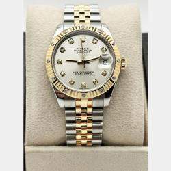 Pre Owned Rolex Datejust 178313 Automatic Diamond 18k Yellow Gold Stainless Steel Men's Wristwatch 31 mm