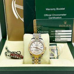 Pre Owned Rolex Datejust 178313 Automatic Diamond 18k Yellow Gold Stainless Steel Men's Wristwatch 31 mm