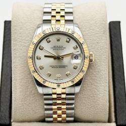 Pre Owned Rolex Datejust 178313 Automatic Diamond 18k Yellow Gold Stainless Steel Men's Wristwatch 31 mm