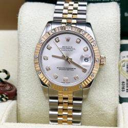 Pre Owned Rolex Datejust 178313 Automatic Diamond 18k Yellow Gold Stainless Steel Men's Wristwatch 31 mm