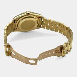 Pre Owned Rolex President Day-Date 18338 Automatic Diamond 18k Yellow Gold Men's Wristwatch 36 mm