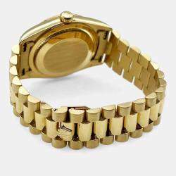 Pre Owned Rolex President Day-Date 18338 Automatic Diamond 18k Yellow Gold Men's Wristwatch 36 mm