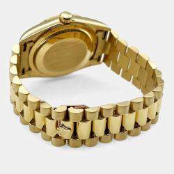 Pre Owned Rolex President Day-Date 18338 Automatic Diamond 18k Yellow Gold Men's Wristwatch 36 mm