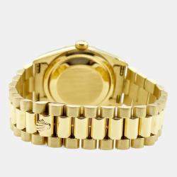 Pre Owned Rolex President Day-Date 18338 Automatic Diamond 18k Yellow Gold Men's Wristwatch 36 mm