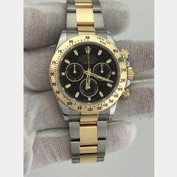 Pre Owned Rolex Cosmograph Daytona 116523 Automatic Black 18k Yellow Gold Stainless Steel Men's Wristwatch 40 mm
