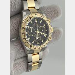 Pre Owned Rolex Cosmograph Daytona 116523 Automatic Black 18k Yellow Gold Stainless Steel Men's Wristwatch 40 mm