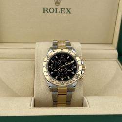 Pre Owned Rolex Cosmograph Daytona 116523 Automatic Black 18k Yellow Gold Stainless Steel Men's Wristwatch 40 mm