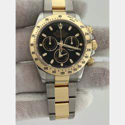 Pre Owned Rolex Cosmograph Daytona 116523 Automatic Black 18k Yellow Gold Stainless Steel Men's Wristwatch 40 mm