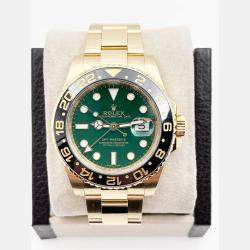 Pre Owned Rolex GMT-Master II 116718 Automatic Green Black Ceramic 18k Yellow Gold Men's Wristwatch 40 mm