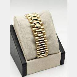 Pre Owned Rolex President Day-Date 18038 Automatic Champagne Diamond 18k Yellow Gold Men's Wristwatch 36 mm