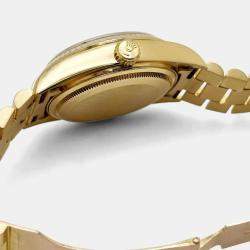 Pre Owned Rolex President Day-Date 18038 Automatic Champagne Diamond 18k Yellow Gold Men's Wristwatch 36 mm