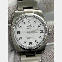 Pre Owned Rolex Air-King 114200 Automatic White Stainless Steel Men's Wristwatch 34 mm