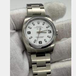 Pre Owned Rolex Air-King 114200 Automatic White Stainless Steel Men's Wristwatch 34 mm