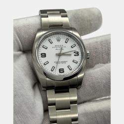 Pre Owned Rolex Air-King 114200 Automatic White Stainless Steel Men's Wristwatch 34 mm
