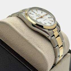 Pre Owned Rolex Air-King 14000 Automatic White 14k Yellow Gold Stainless Steel Men's Wristwatch 34 mm