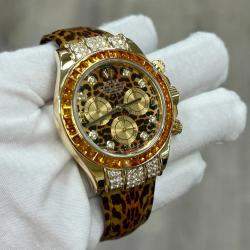 Pre Owned Rolex Cosmograph Daytona 116598SACO Automatic Diamond 18K Yellow Gold Men's Wristwatch 40 mm