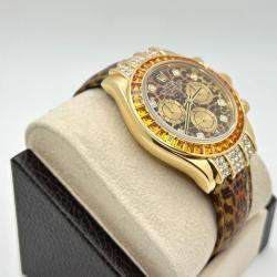 Pre Owned Rolex Cosmograph Daytona 116598SACO Automatic Diamond 18K Yellow Gold Men's Wristwatch 40 mm