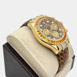 Pre Owned Rolex Cosmograph Daytona 116598SACO Automatic Diamond 18K Yellow Gold Men's Wristwatch 40 mm