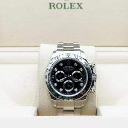 Pre Owned Rolex Cosmograph Daytona 116509 Automatic Black Diamond 18K White Gold Men's Wristwatch 40 mm