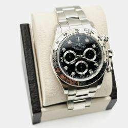Pre Owned Rolex Cosmograph Daytona 116509 Automatic Black Diamond 18K White Gold Men's Wristwatch 40 mm