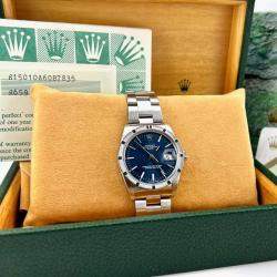 Pre Owned Rolex Date 15010 Automatic Blue Stainless Steel Men's Wristwatch 34 mm