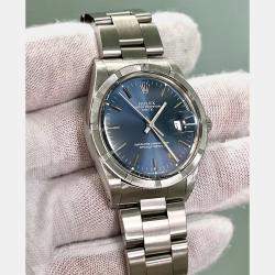 Pre Owned Rolex Date 15010 Automatic Blue Stainless Steel Men's Wristwatch 34 mm