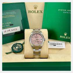 Pre Owned Rolex Datejust 278240 Automatic Pink Stainless Steel Men's Wristwatch 31 mm