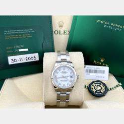 Pre Owned Rolex Datejust 278274 Automatic White 18k White Gold Stainless Steel Men's Wristwatch 31 mm