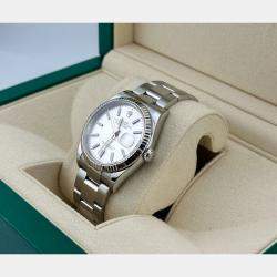 Pre Owned Rolex Datejust 126234 Automatic Silver Stainless Steel 18k White Gold Men's Wristwatch 36 mm
