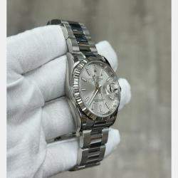 Pre Owned Rolex Datejust 126234 Automatic Silver Stainless Steel 18k White Gold Men's Wristwatch 36 mm