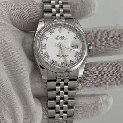 Pre Owned Rolex Datejust 116200 Automatic White Stainless Steel Men's Wristwatch 36 mm