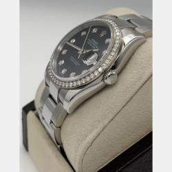 Pre Owned Rolex Datejust 116244 Automatic Black Diamond Stainless Steel Men's Wristwatch 36 mm