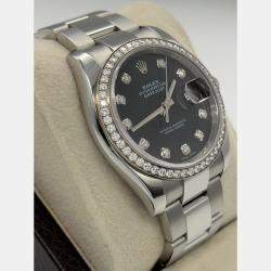 Pre Owned Rolex Datejust 116244 Automatic Black Diamond Stainless Steel Men's Wristwatch 36 mm