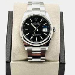 Pre Owned Rolex Datejust 126200 Automatic Black Stainless Steel Men's Wristwatch 36 mm