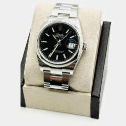 Pre Owned Rolex Datejust 126200 Automatic Black Stainless Steel Men's Wristwatch 36 mm