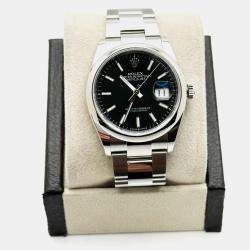 Pre Owned Rolex Datejust 126200 Automatic Black Stainless Steel Men's Wristwatch 36 mm