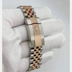 Pre Owned Rolex Datejust 126231 Automatic White 18k Rose Gold Stainless Steel Men's Wristwatch 36 mm