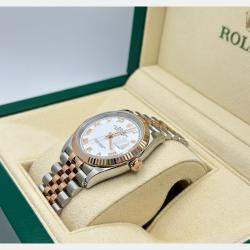 Pre Owned Rolex Datejust 126231 Automatic White 18k Rose Gold Stainless Steel Men's Wristwatch 36 mm