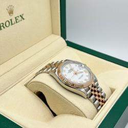 Pre Owned Rolex Datejust 126231 Automatic White 18k Rose Gold Stainless Steel Men's Wristwatch 36 mm