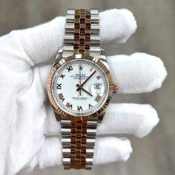 Pre Owned Rolex Datejust 126231 Automatic White 18k Rose Gold Stainless Steel Men's Wristwatch 36 mm