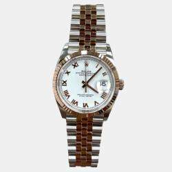 Pre Owned Rolex Datejust 126231 Automatic White 18k Rose Gold Stainless Steel Men's Wristwatch 36 mm