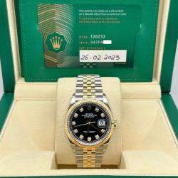 Pre Owned Rolex Datejust 126233 Automatic Black Diamond 18K Yellow Gold Stainless Steel Men's Wristwatch 36 mm