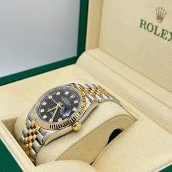 Pre Owned Rolex Datejust 126233 Automatic Black Diamond 18K Yellow Gold Stainless Steel Men's Wristwatch 36 mm