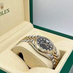 Pre Owned Rolex Datejust 126233 Automatic Black Diamond 18K Yellow Gold Stainless Steel Men's Wristwatch 36 mm