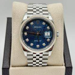 Pre Owned Rolex Datejust 126234 Automatic Blue Diamond 18K White Gold Stainless Steel Men's Wristwatch 36 mm
